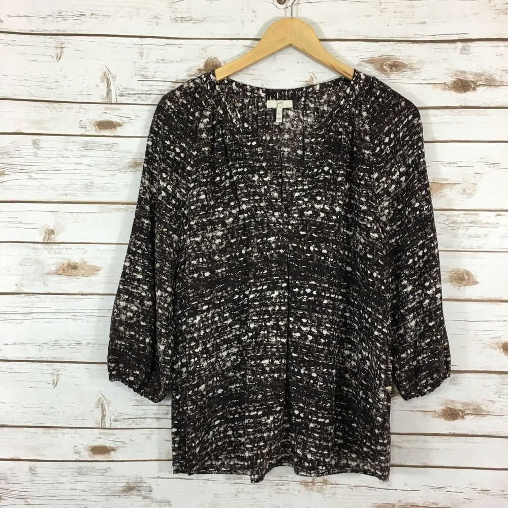 Joie Brown and White Silk Blouse